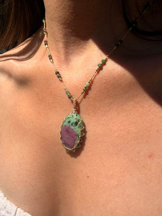 Collar Jaipur Rubí Zoisita Mediano #3