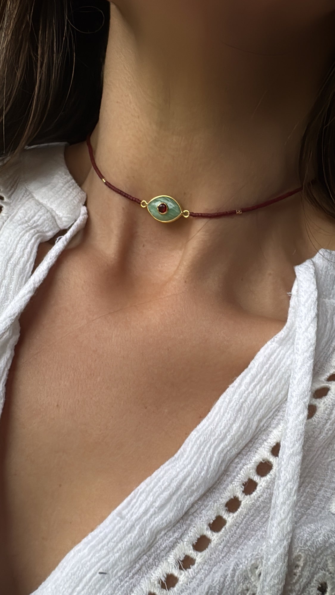 Choker Paris Amazonita Burdeo