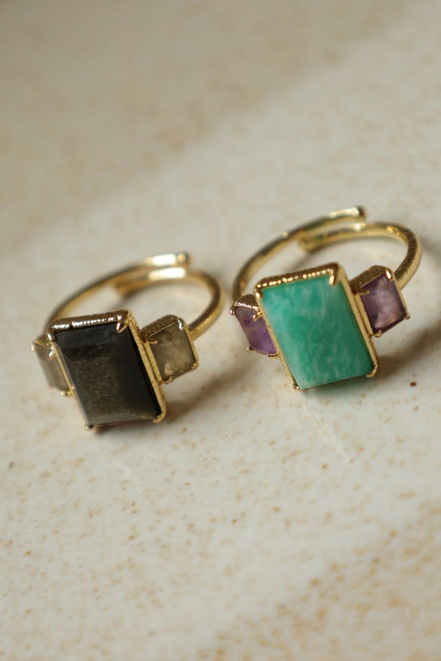 Anillo Fez Amazonita y Amatista