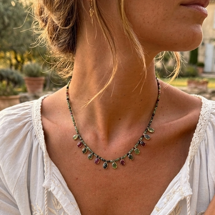 Collar Lena Rubí Zoisita