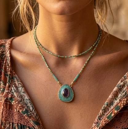Collar doble Elise Amazonita