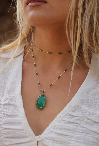Collar Jaipur Largo Ónix Verde