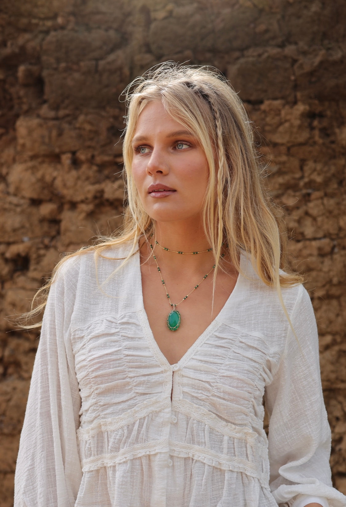 Collar Jaipur Largo Ónix Verde