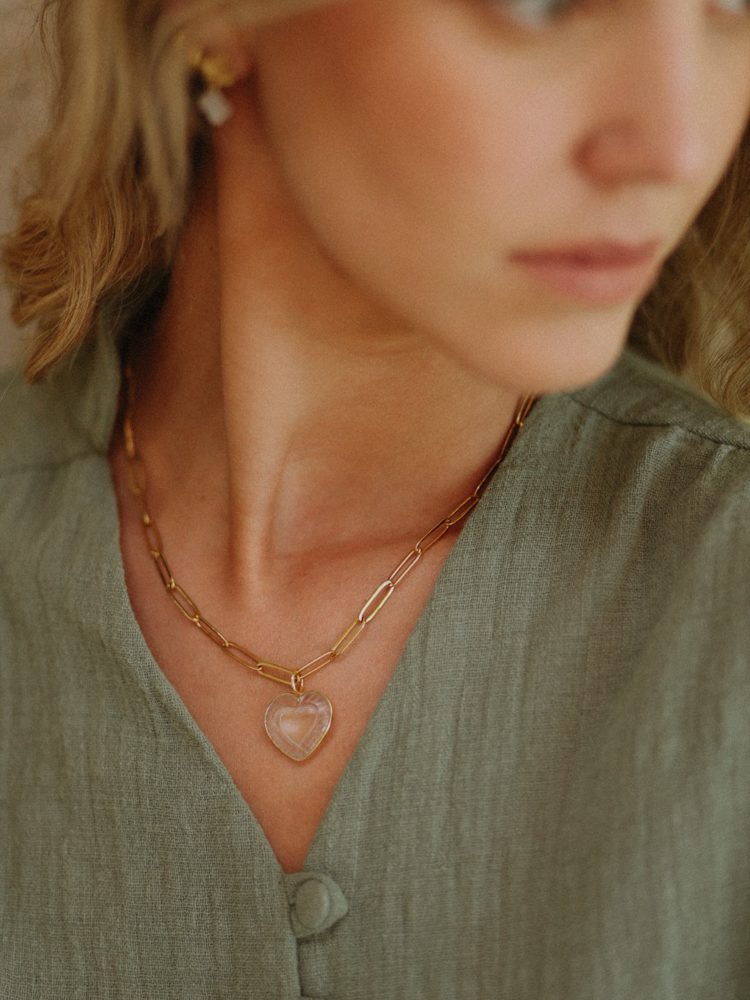 Collar Cuore Cuarzo Transparente