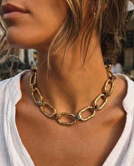 Collar Mira Turquesa Africana - Ojo de Tigre